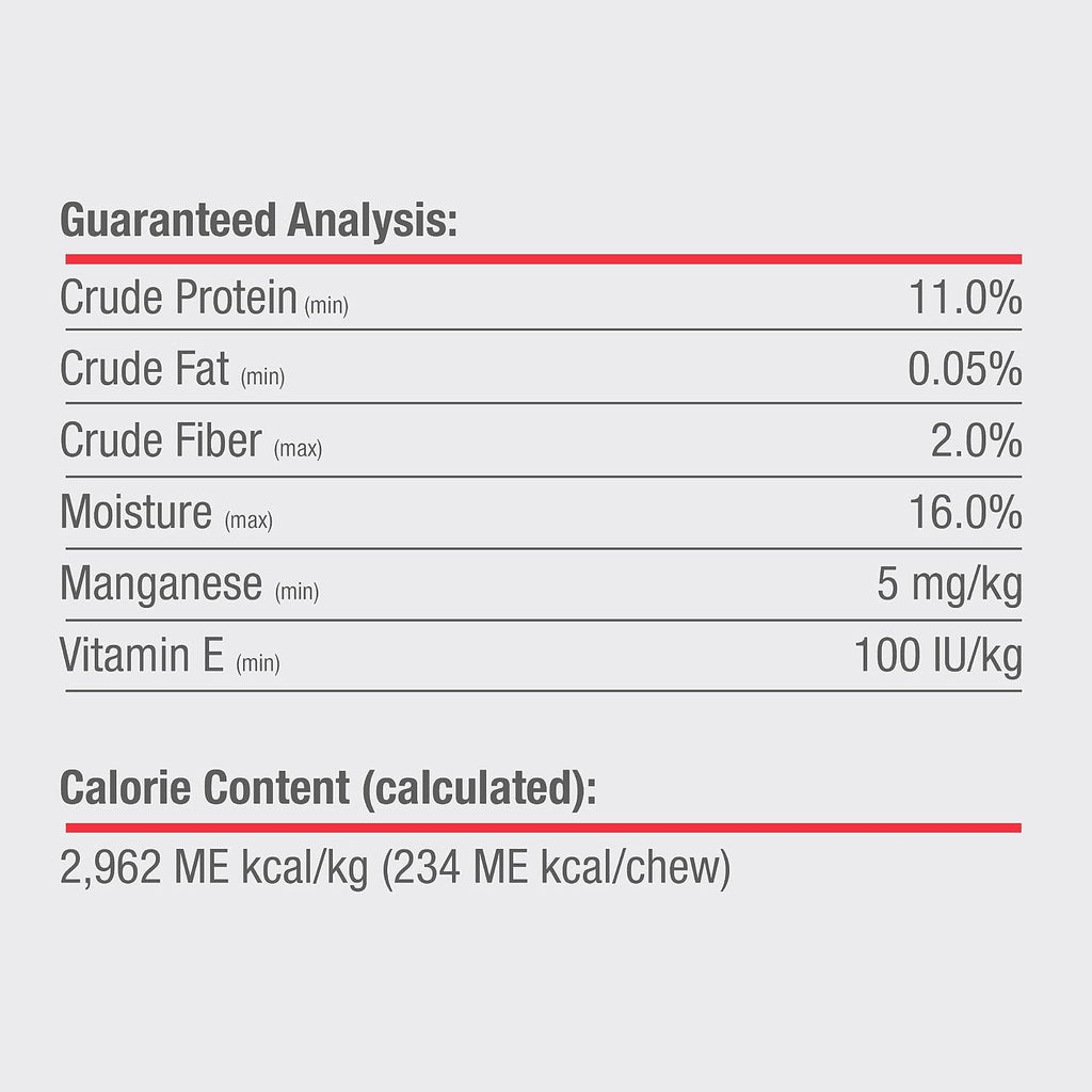 Premium quality imported dog chews showing text and ingredient details
