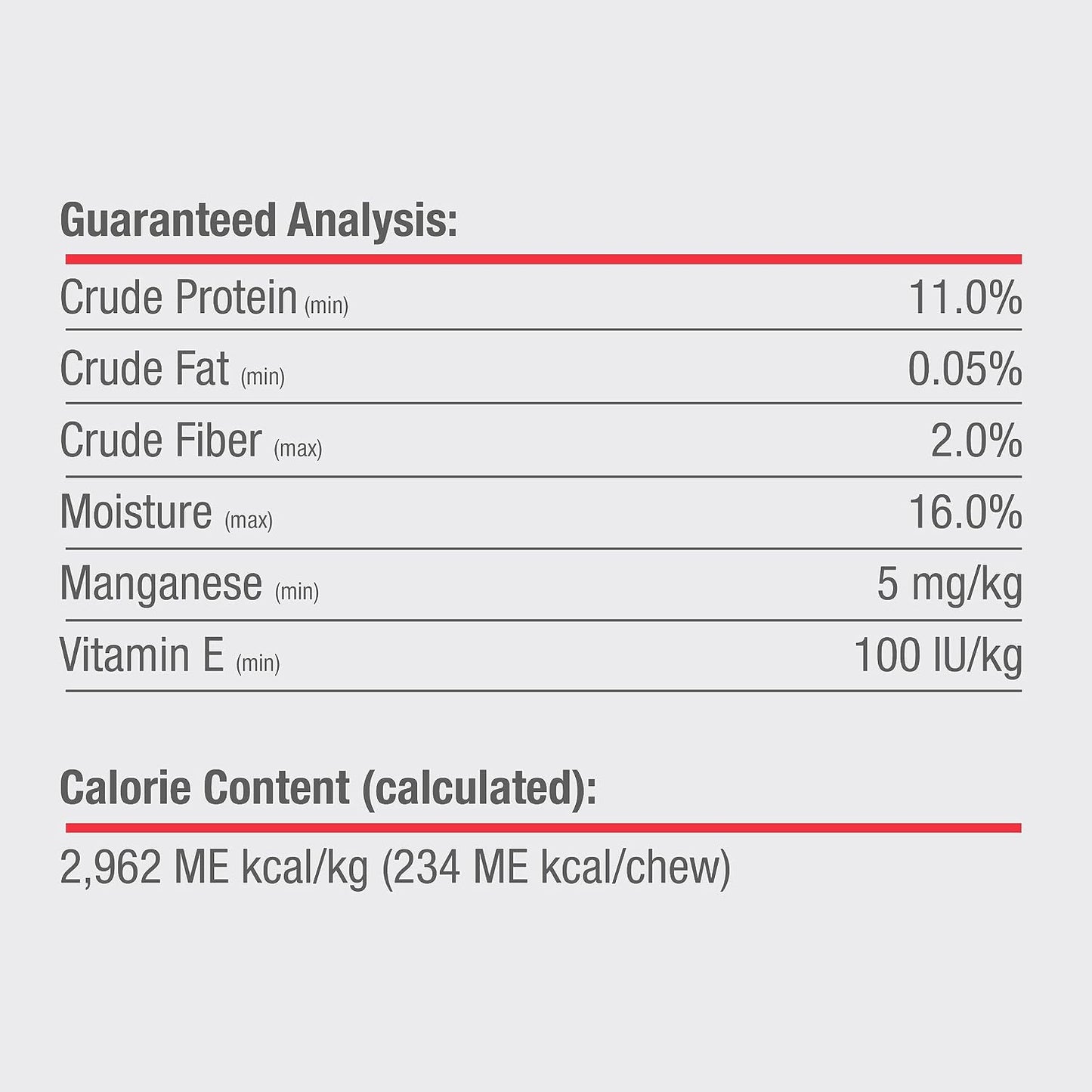 Premium quality imported dog chews showing text and ingredient details