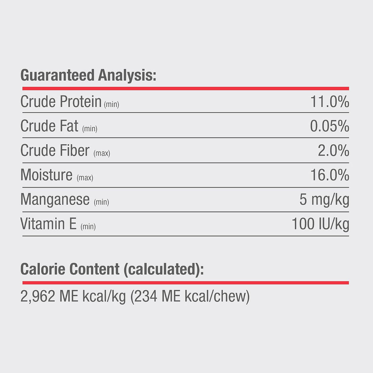 Premium quality imported dog chews showing text and ingredient details