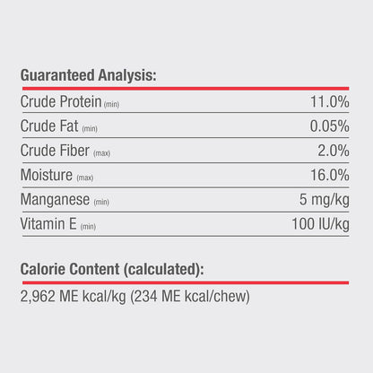 Premium quality imported dog chews showing text and ingredient details