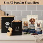 Black iron dog treat canister with stylish paw print