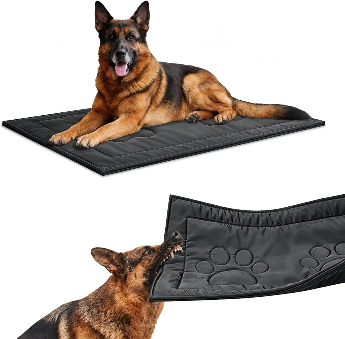 WooPetty chew proof dog crate pad front view black large