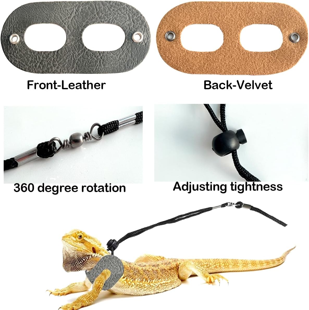 Leopard Gecko Portable Carrier with Leather Harness and Leash Set,Small Animal Travel Cage with Transparent Window,Lizard Carrier for Hamster Rabbit Gerbil Hedgehog Sugar Glider - Image 5