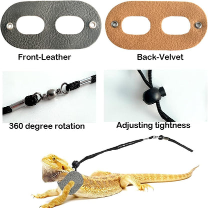 Leopard Gecko Portable Carrier with Leather Harness and Leash Set,Small Animal Travel Cage with Transparent Window,Lizard Carrier for Hamster Rabbit Gerbil Hedgehog Sugar Glider - Image 5