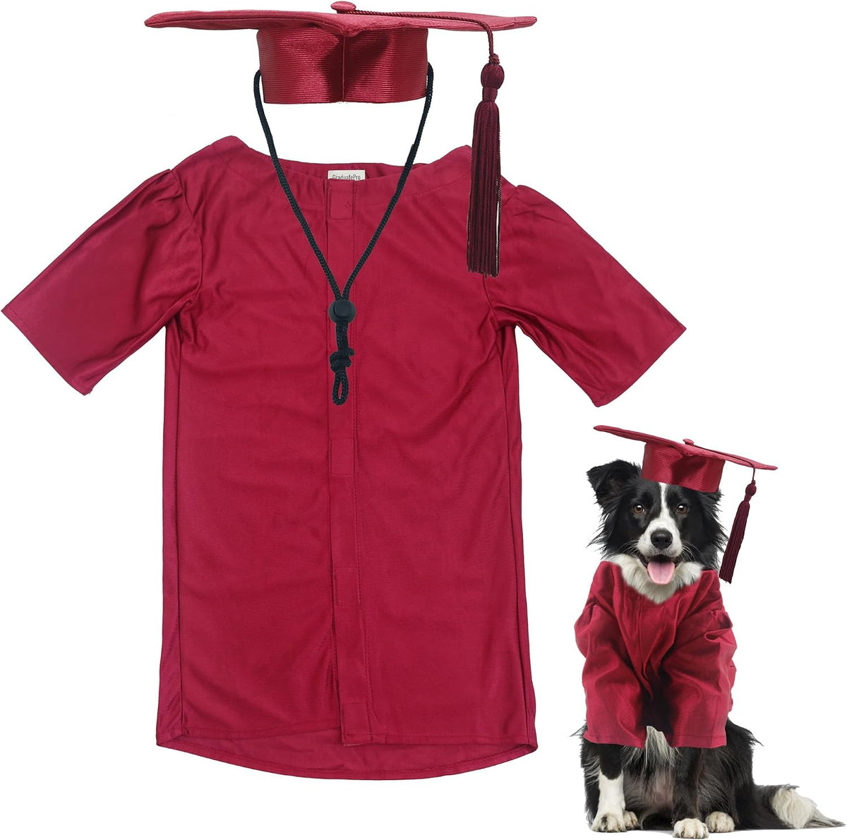 GraduatePro Dog Graduation Cap and Gown Costume Set - Adjustable Knit Fabric with Gold Tassel, 4 Sizes (S/M/L/XL) for Small Dogs & Cats to Medium Dogs, Washable Formal Pet Graduation Attire (Black) - Image 9