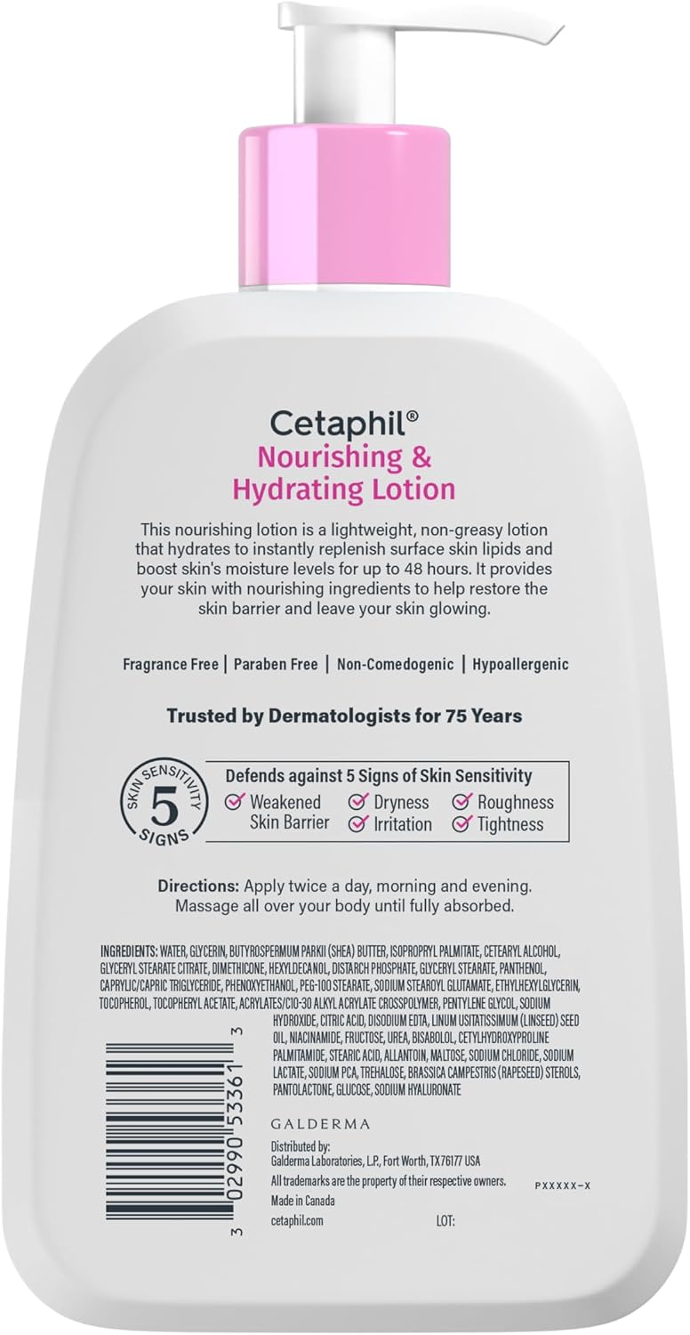 Cetaphil Nourishing Body Lotion, Hyaluronic Acid, Dry Skin, 16oz - Image 9