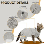 Adnikia cat surgical onesie showing rear zipper design