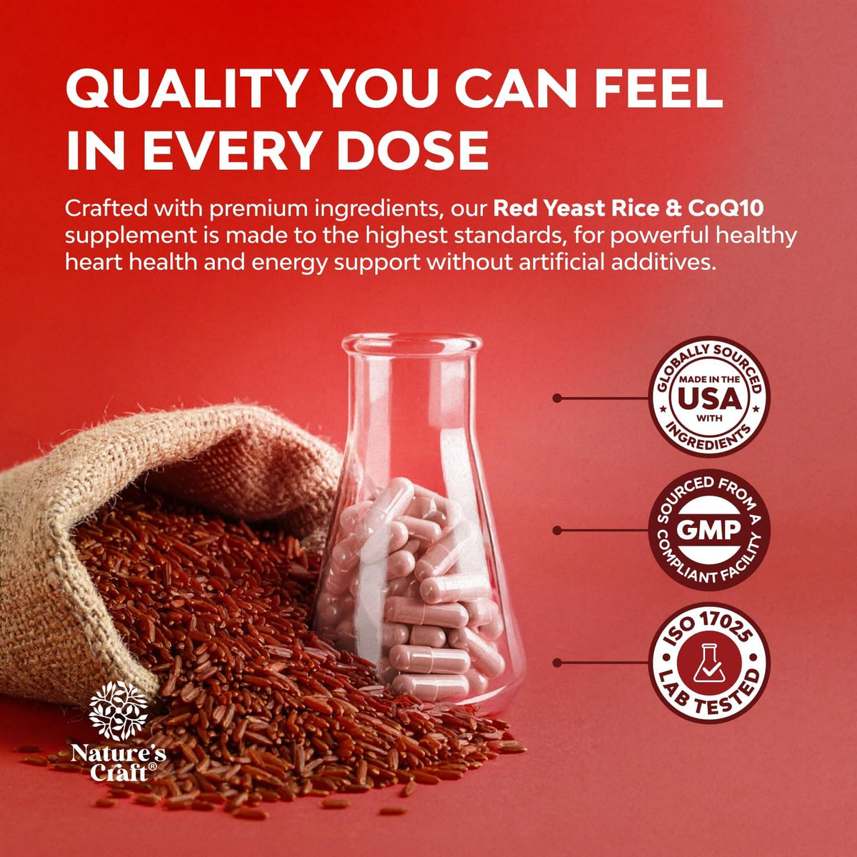 Red Yeast Rice with CoQ10 Supplement - Healthy Heart Support - 120 Ct - Image 2