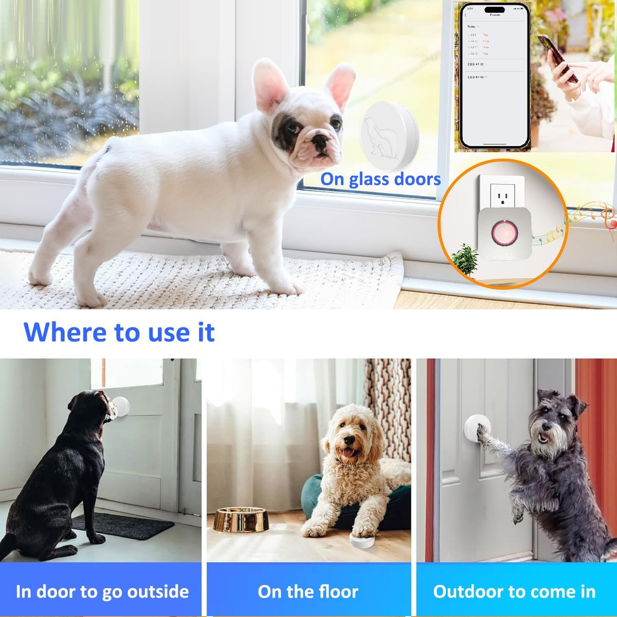 White wireless dog door bell receiver for indoor use