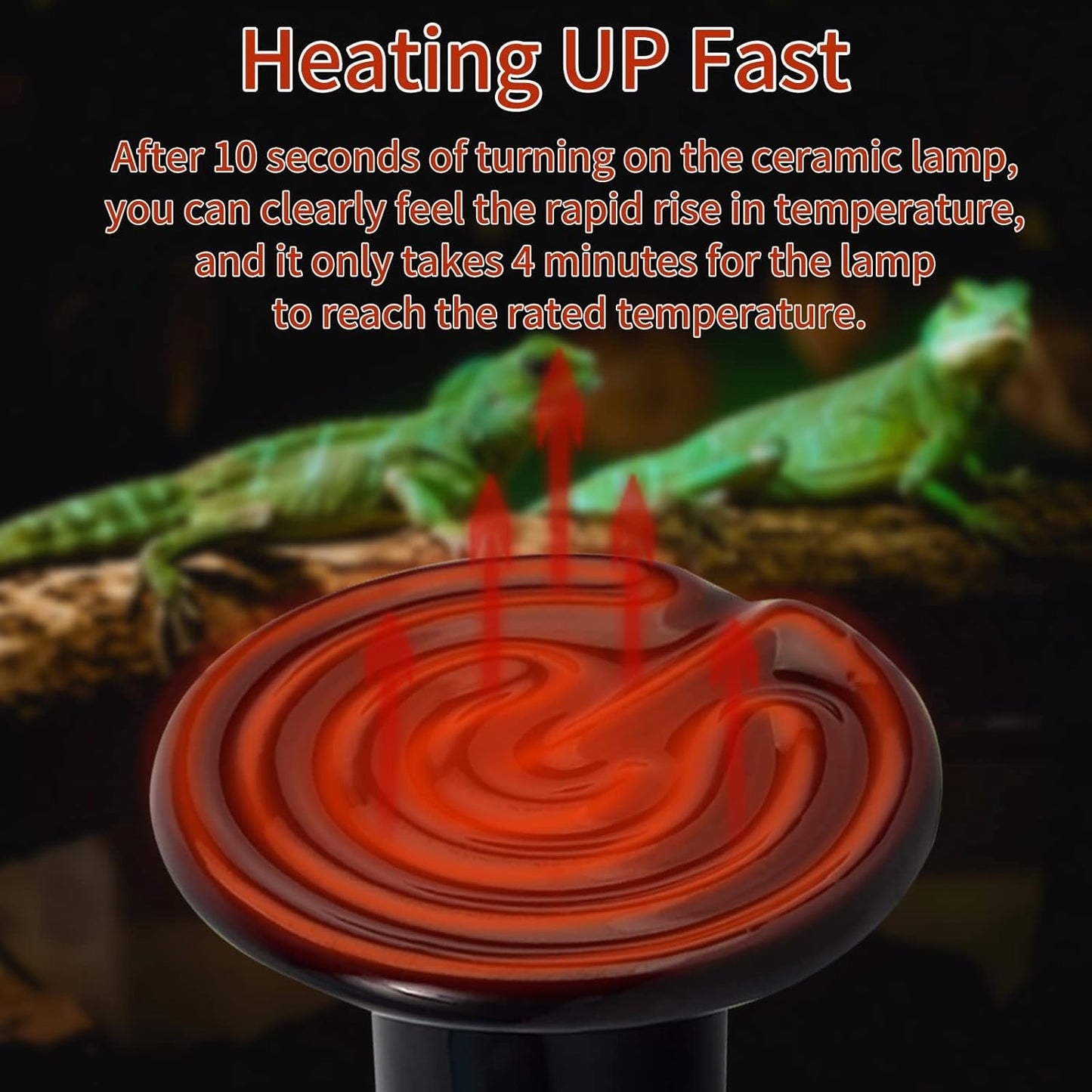 Side perspective of REPTI HOME one hundred watt black ceramic basking bulb for nocturnal reptiles