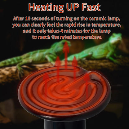 Side perspective of REPTI HOME one hundred watt black ceramic basking bulb for nocturnal reptiles