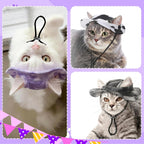 Front view of cat wearing a Zhamate bucket sun hat.