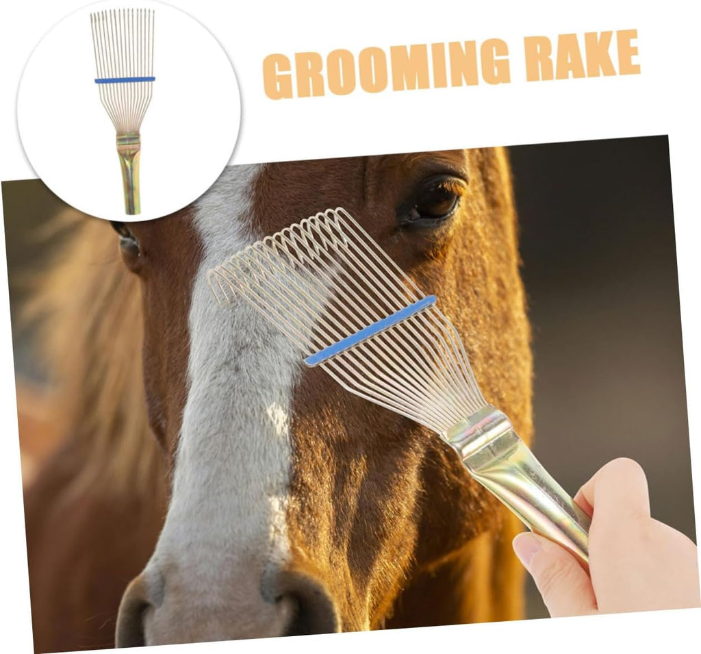 Lightweight animal grooming rake brush for farm use.