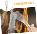 Lightweight animal grooming rake brush for farm use.