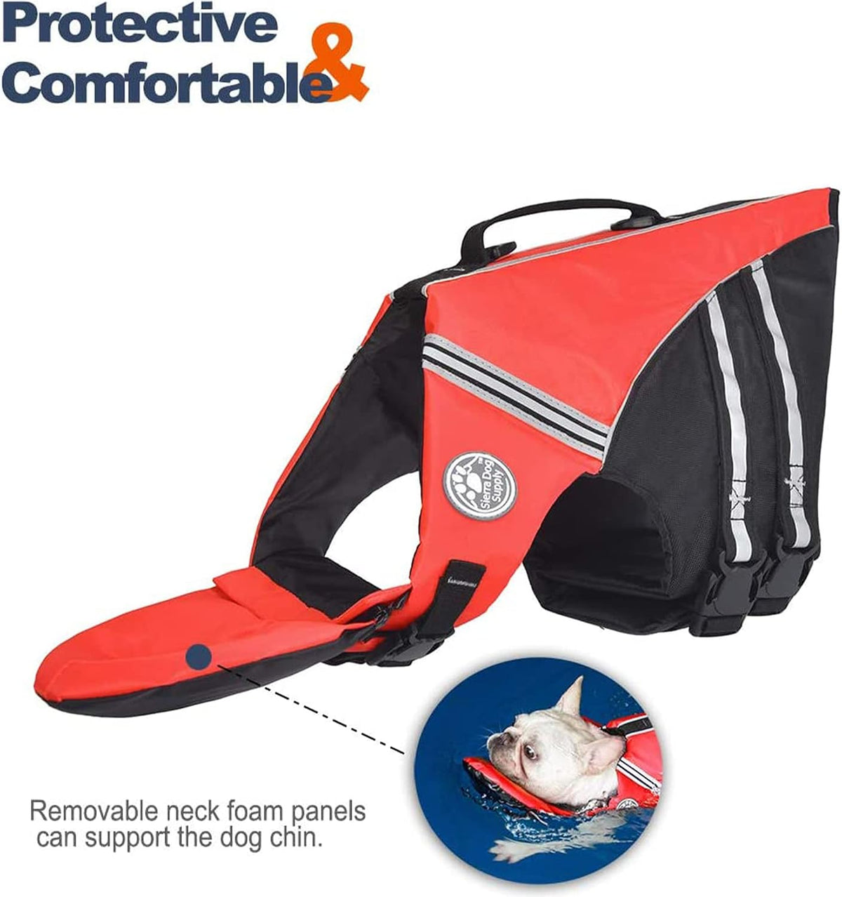 Petglad red dog flotation vest side profile highlighting the adjustable belly straps.
