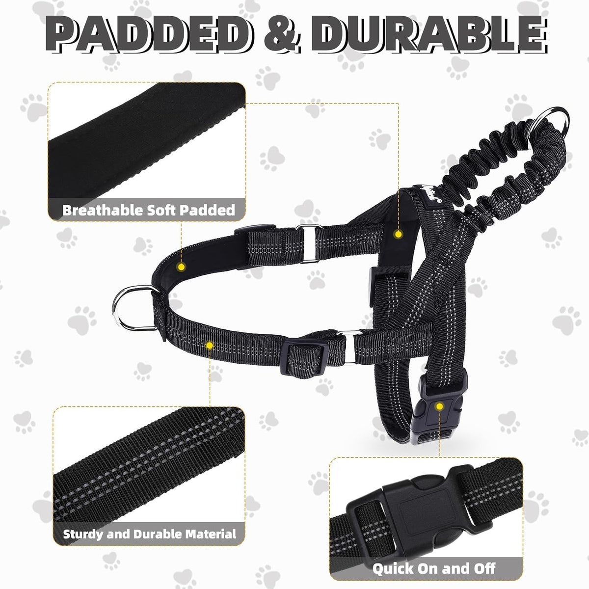 Buckle and adjustable strap mechanism on dog harness