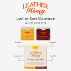Leather Honey cleaner spray and wipes bundle application on leather sofa
