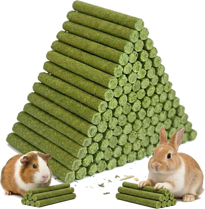 Hiwzitar Timothy and Alfalfa Hay Sticks front view of the 500 grams packaging containing natural pet dental chew treats.