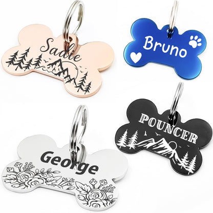 Personalized Pet ID Tags, Customizable Hexagon, Bone and Round Shapes, Multiple Designs with Mountain, Floral, and Night Sky Patterns, Stainless Steel Dog and Cat Tags (Circle) - Image 9