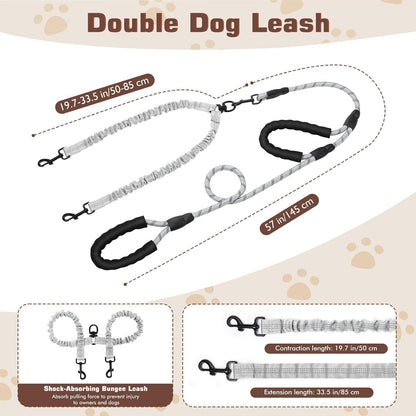 Tivray dual dog lead highlighting the 360 degree tangle free rotating swivel clasp.