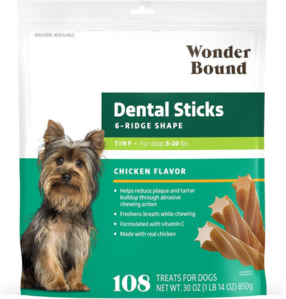 Amazon Brand - Wonder Bound Chicken Flavor Dental Sticks for Large Dogs (Over 30 lbs), 6-Ridge Shape for Plaque & Tartar Control, Freshens Breath, Made With Real Chicken, 40 Count (Pack of 1) - Image 10