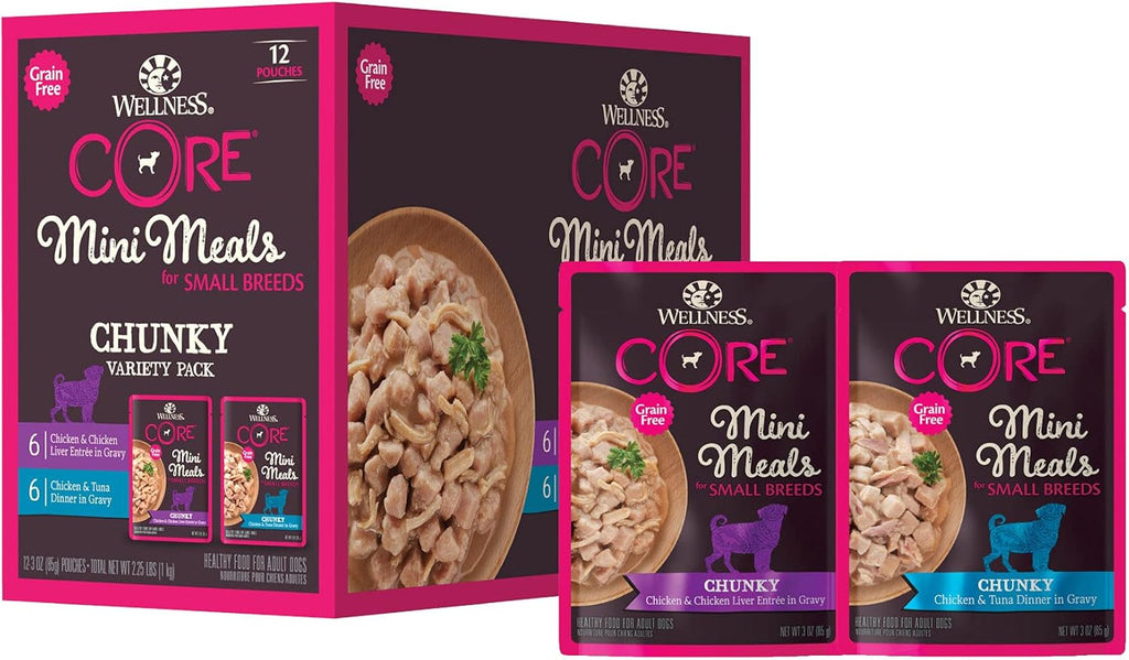 Wellness CORE Small Breed Mini Meals Shredded Variety Pack Adult Wet Dog Food, Grain Free, Natural, 3 oz, Pack of 12 - Image 9
