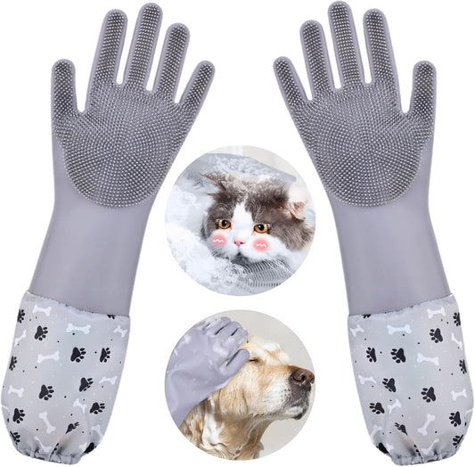 Galyna dog washing gloves gray front view