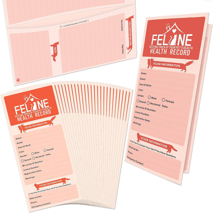 Anzon Mories cat health record cards front view showing peach colored premium layout.