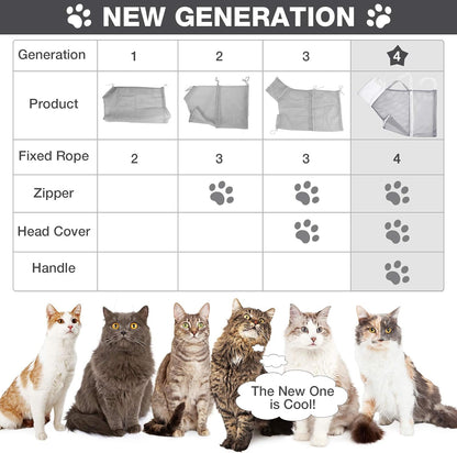 Shappy anti scratch cat washing net bag with sturdy lifting handle