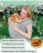 Small cat securely held in breathable front carrier