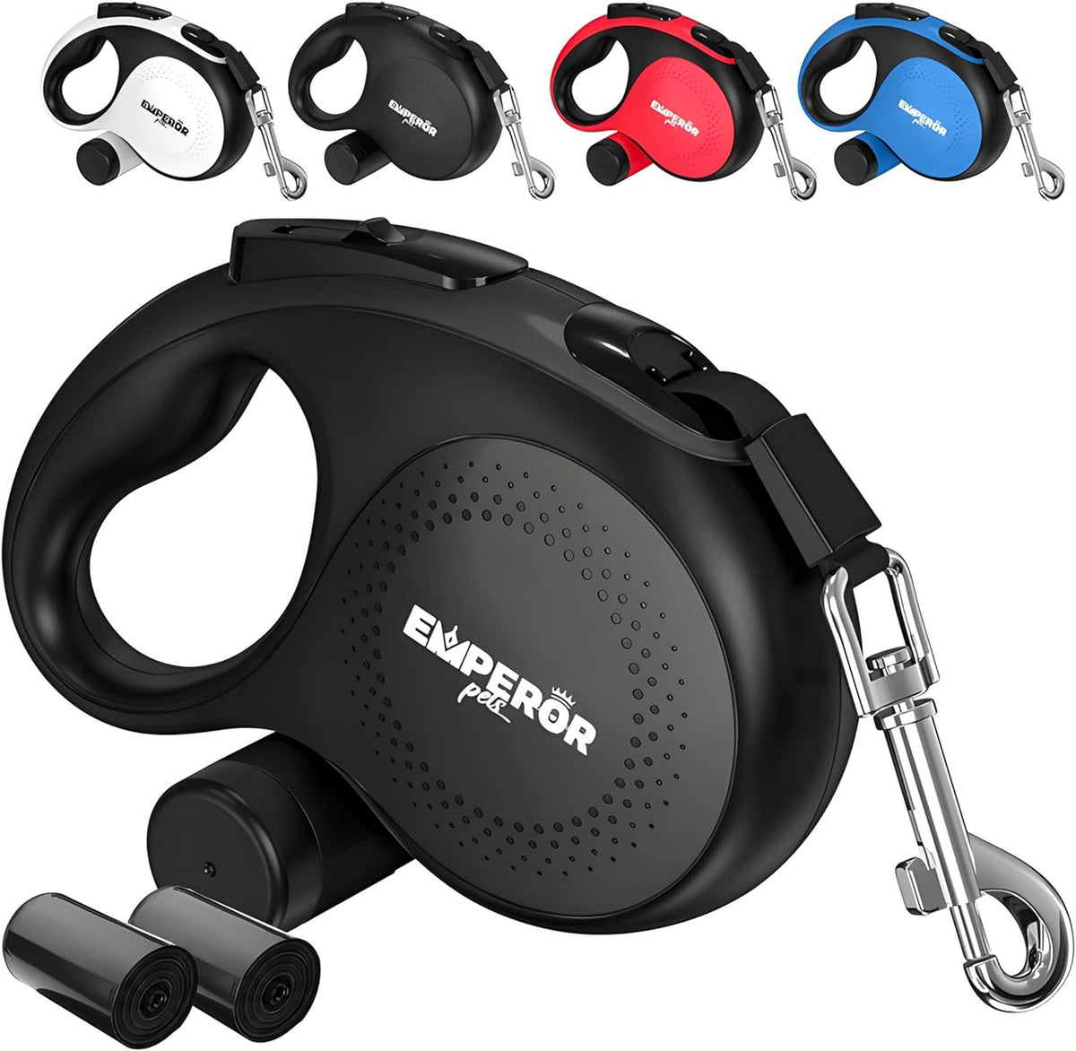 Emperor Pets Retractable Dog Leash 26 ft White - Heavy Duty Leash for Medium Large Dogs up to 110 lbs, Anti-Slip Grip, Poop Bag Dispenser - Aura Collection -BW26 - Image 11