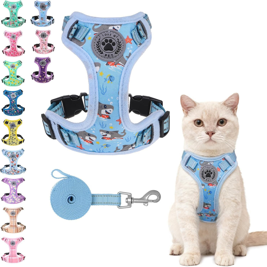 BEAUTYZOO Cat Harness and Leash Set for Walking Escape Proof, Neck Release Adjustable Harness for Kitten Puppy Small Medium Large Cats, Soft Cute Easy Control Small Cat Harness for Cats Boy and Girls - Image 10