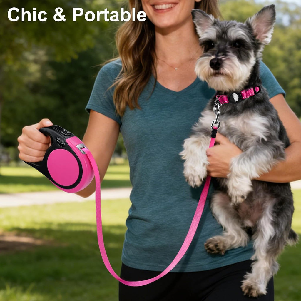 Side profile of Taglory 16ft pink dog leash