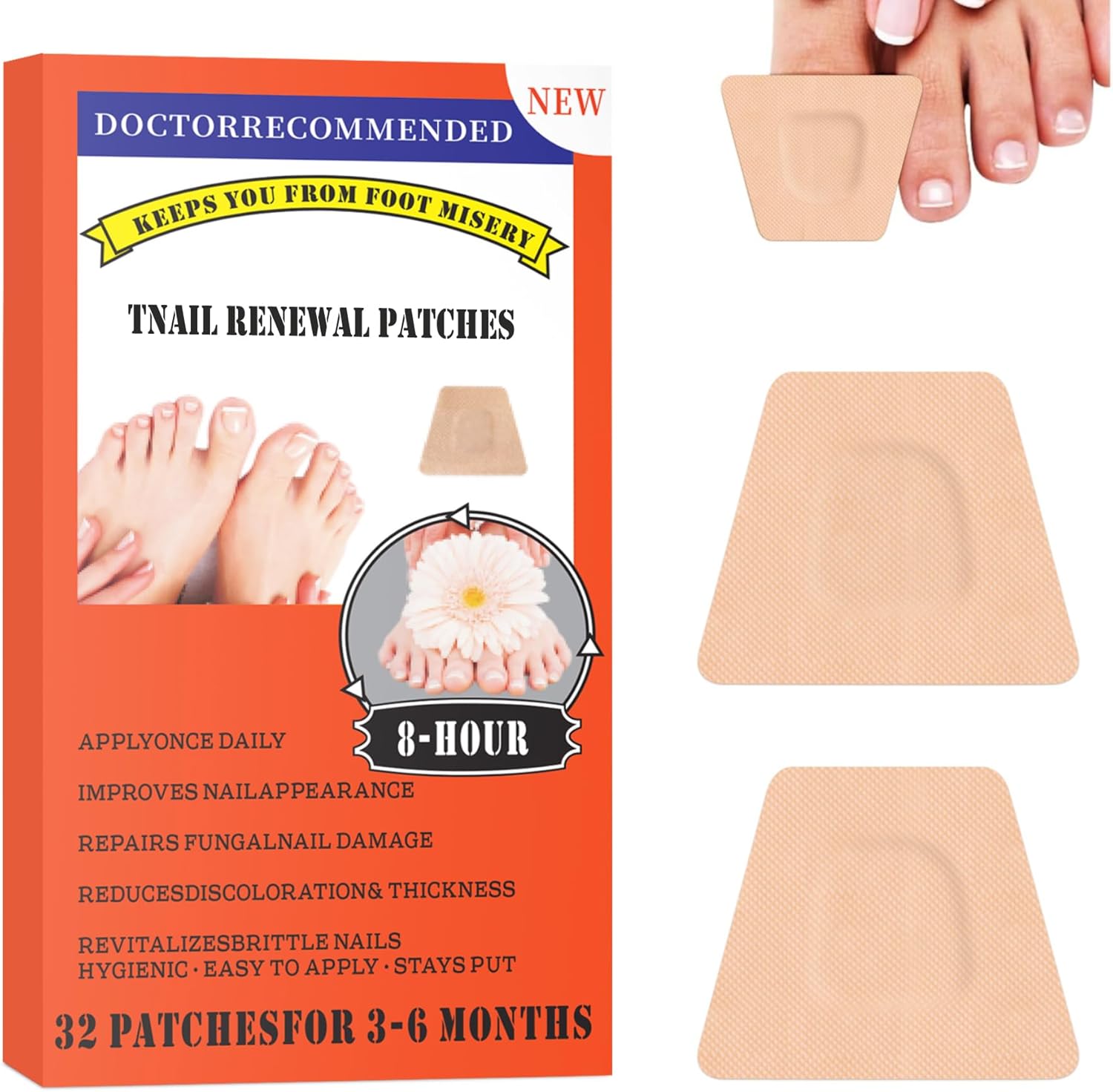 Johnson's Foot Toenail Fungus Treatment Extra Strength 32 Patches front view showing packaging.