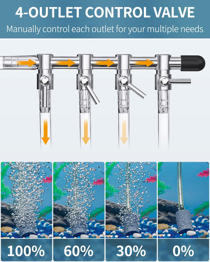 Pawfly multi port distributor splitter showing individual silver chromium copper lever valves