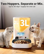 PETKIT five liter timed food dispenser with low food sensor indicator lights active