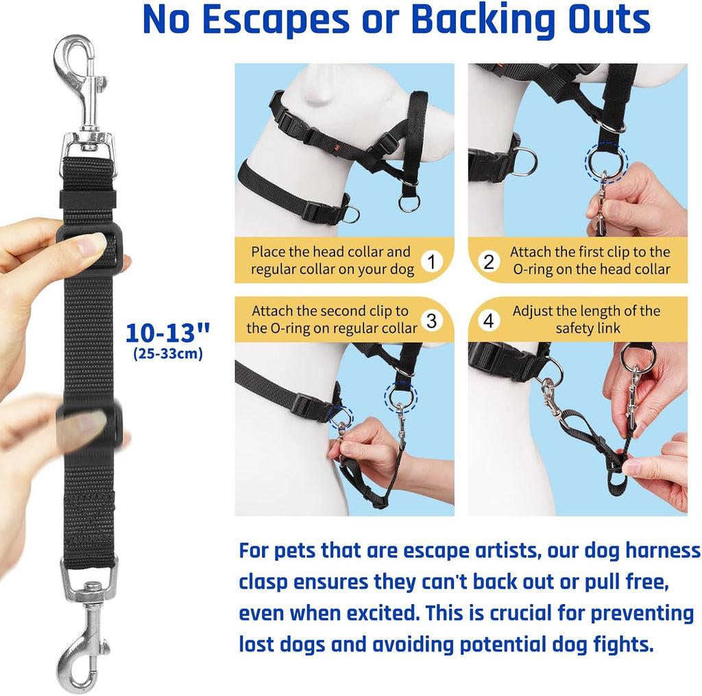 Under chin metal ring attachment on the Barkless training halter where the leash connects for gentle steering