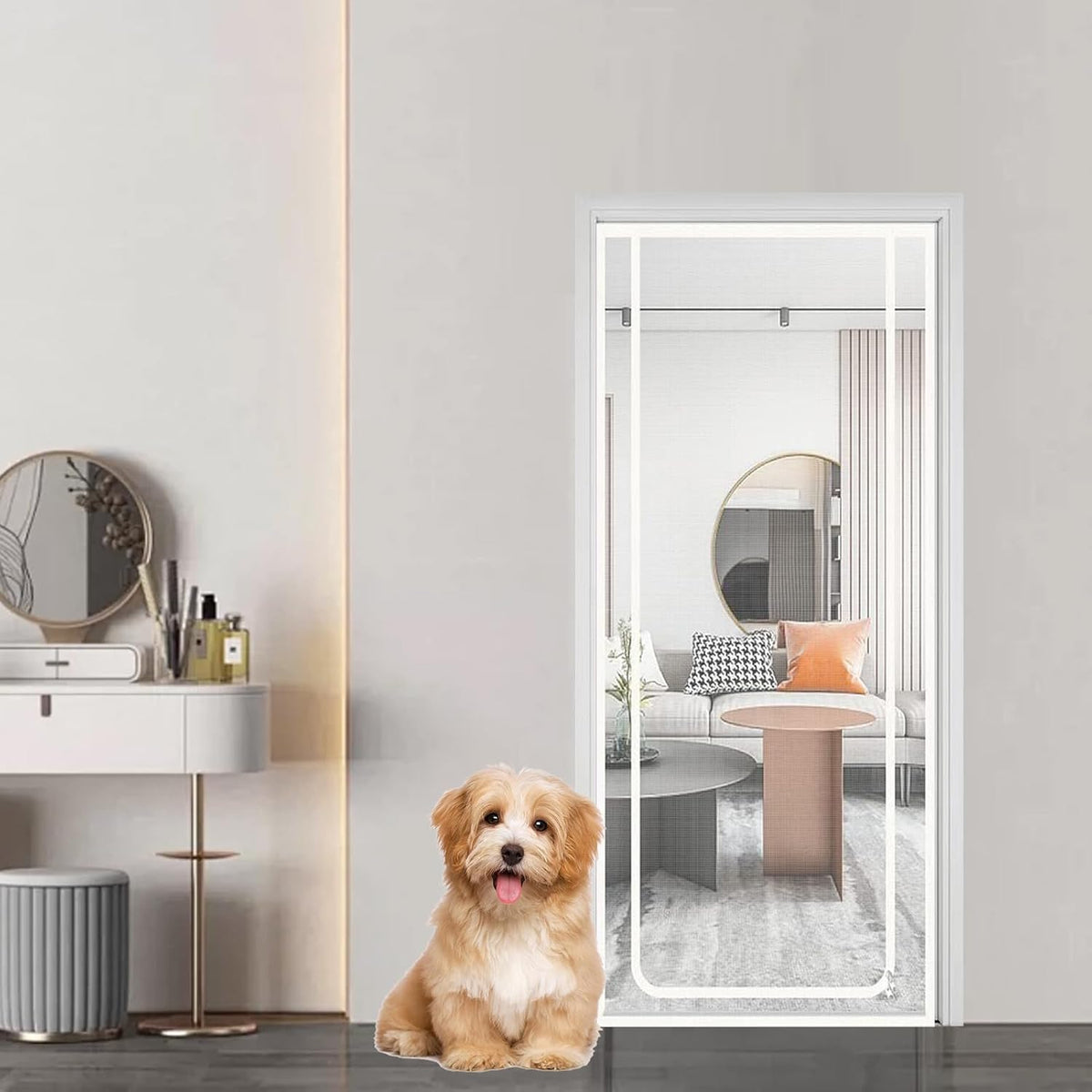 Cat Screen Door - 90x220cm Mesh, Heavy Duty Net, Indoor Partition Gate, Movement Channel Blocker, Airflow Passage Cover | Ideal for Kitten Puppy Management, Apartment Interior Doorways, Home Stair - Image 9