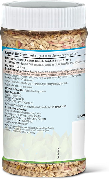 Kaytee oat groats treat jar showing texture of grains