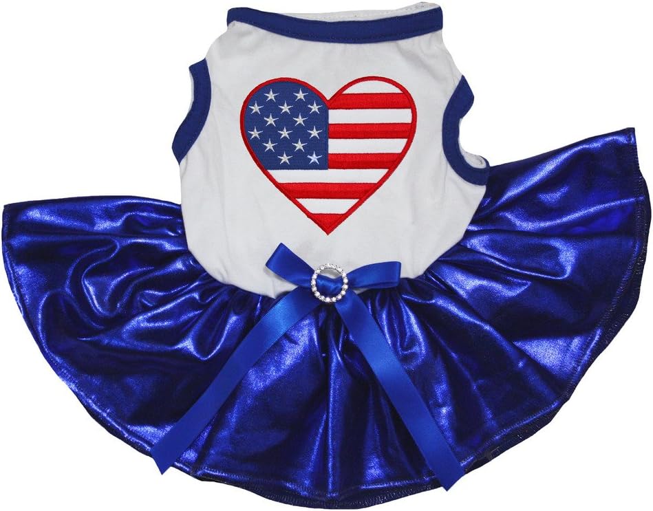 Petitebella Independence Day Dog Dress - 4th of July Patriotic American Flag Heart Puppy Outfits, Blue Stars Tutu Skirt - Image 13