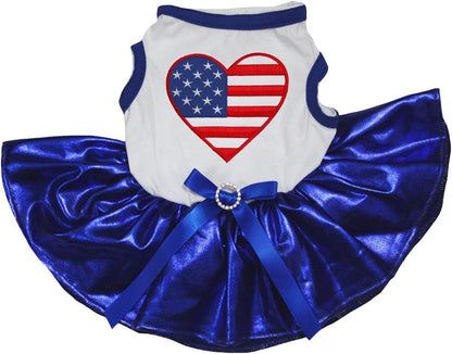 Petitebella Independence Day Dog Dress - 4th of July Patriotic American Flag Heart Puppy Outfits, Blue Stars Tutu Skirt - Image 13