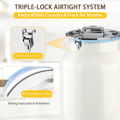 Side profile of Aloxina large metal pet food storage bin
