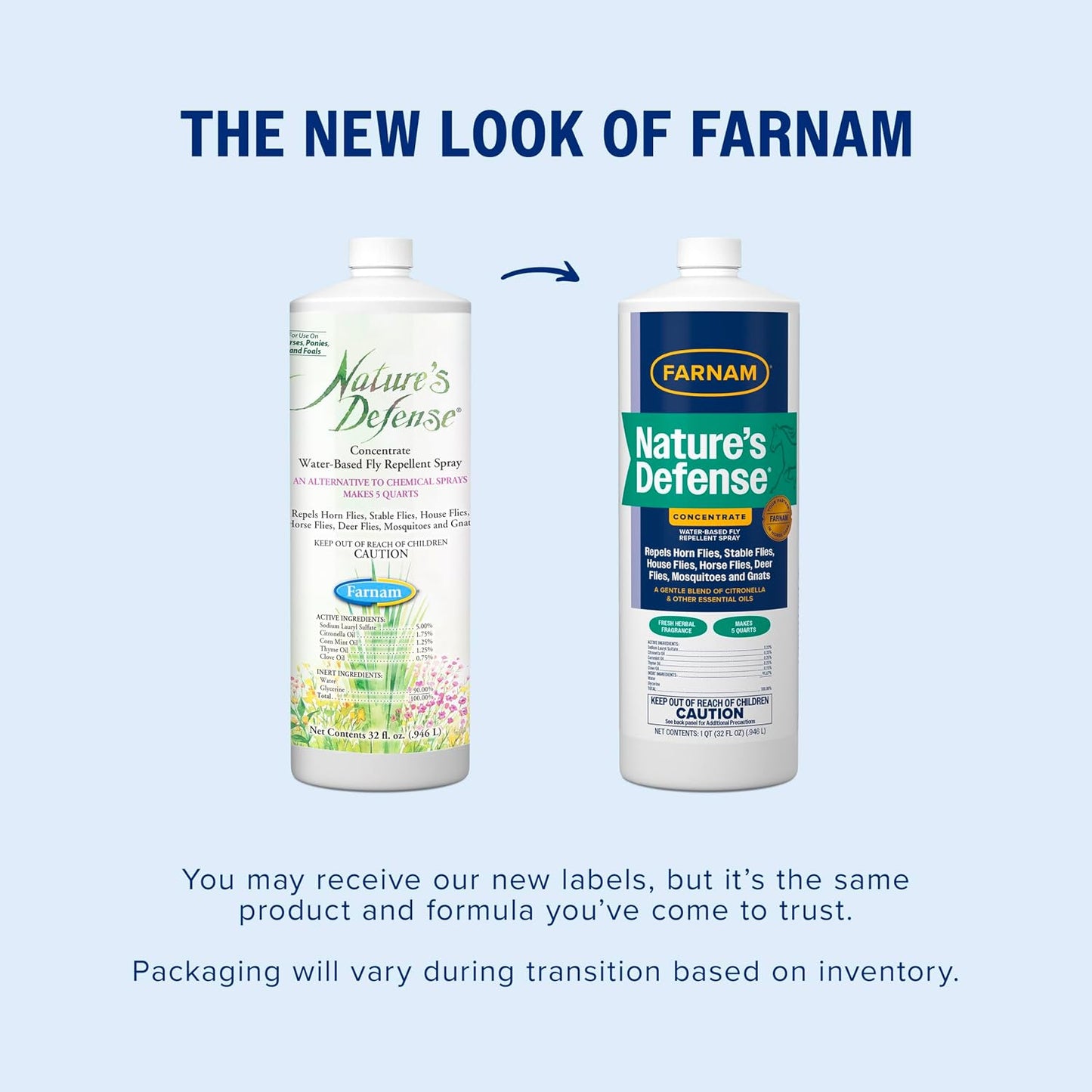 Farnam Natures Defense 32 Ounce concentrated water based equine insect spray packaging