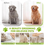 Water resistant Pawaboo dog hair removal brush being rinsed under a tap to clean accumulated hair.