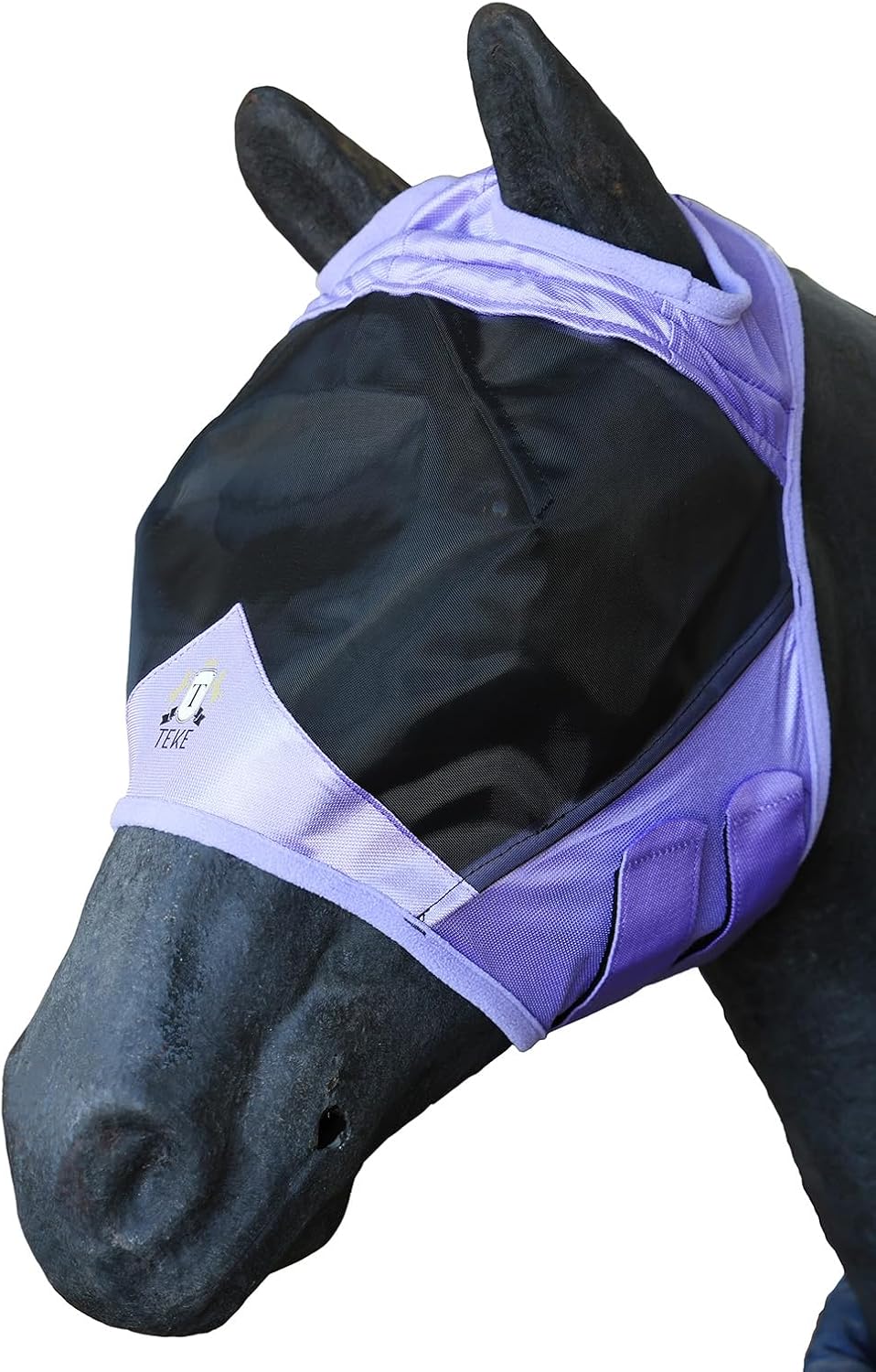 T Teke fine mesh horse fly mask front view with 3D eye visor