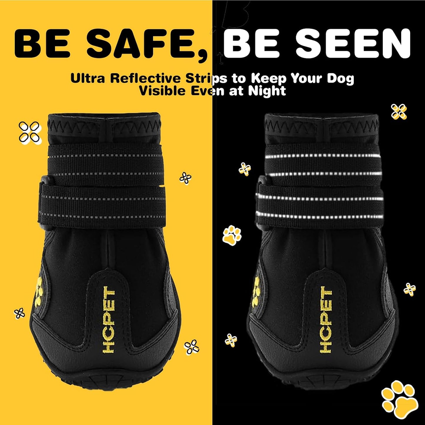Side profile of Hcpet dog boots showing fabric quality