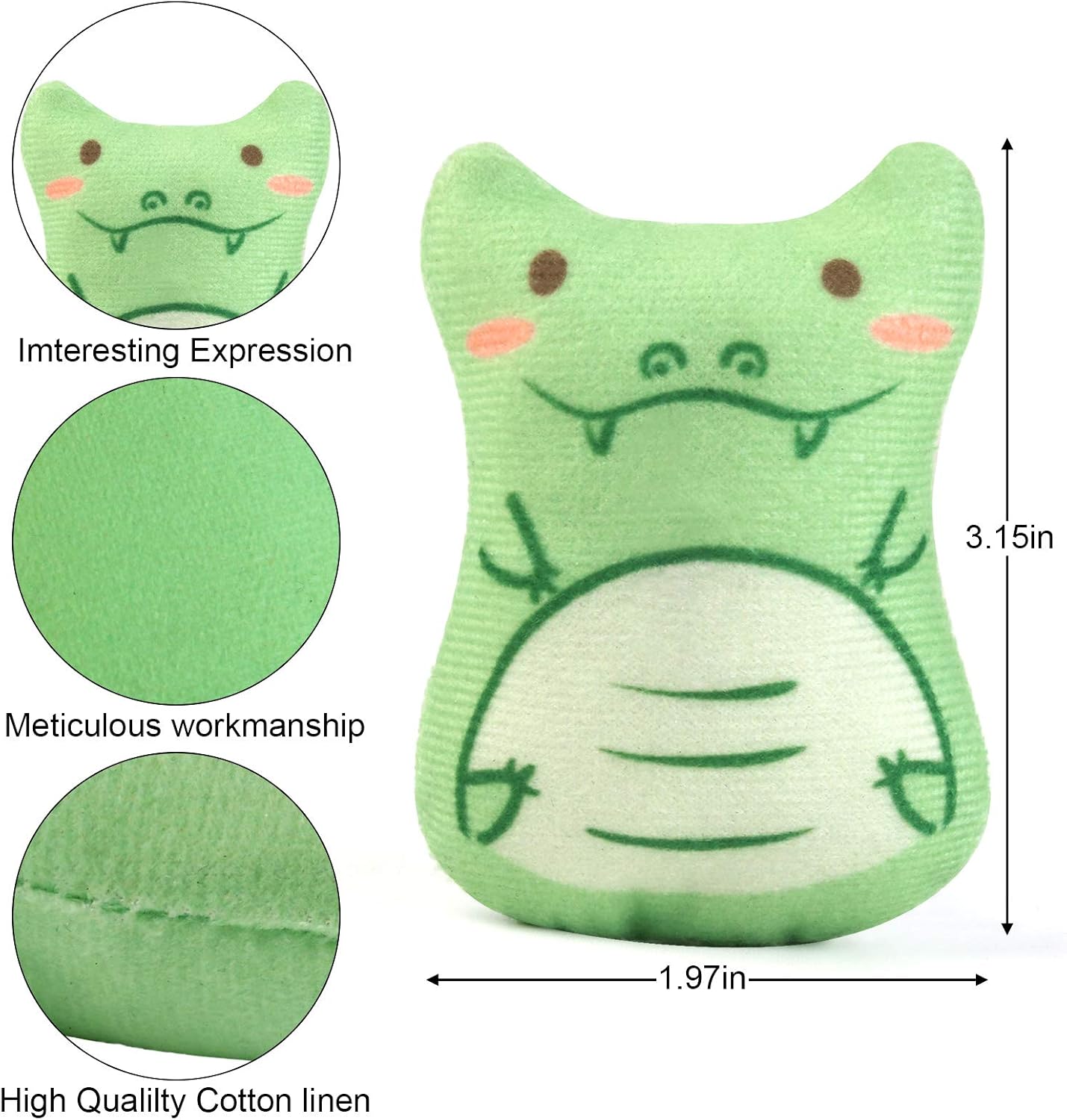 Dorakitten catnip toys set including crocodile and elephant designs