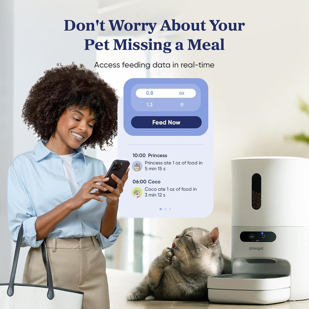 Smart pet food dispenser with integrated digital scale tracking food intake