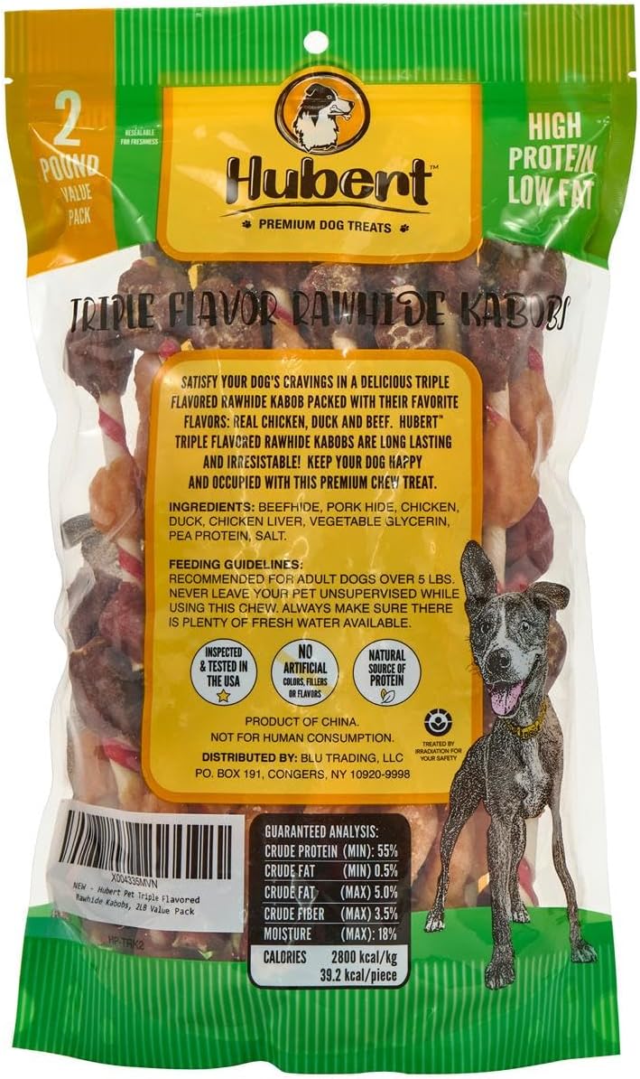 All natural grain free dog chew kabobs showing chicken and duck layers
