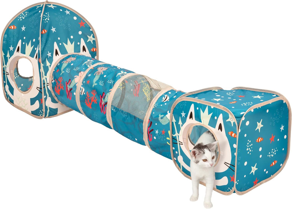 Kitty City Safari Jungle Pop-Up Cat Cube, Collapsible Indoor Cat Hideout & Play Cube with Peekaboo Openings, Easy Storage, 15" x 15" x 15" - Image 9